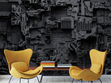Peel and Stick Vinyl Wallpaper Technological Plating Spaceship Robot Abstract Graphics Style for Gym & Living Room