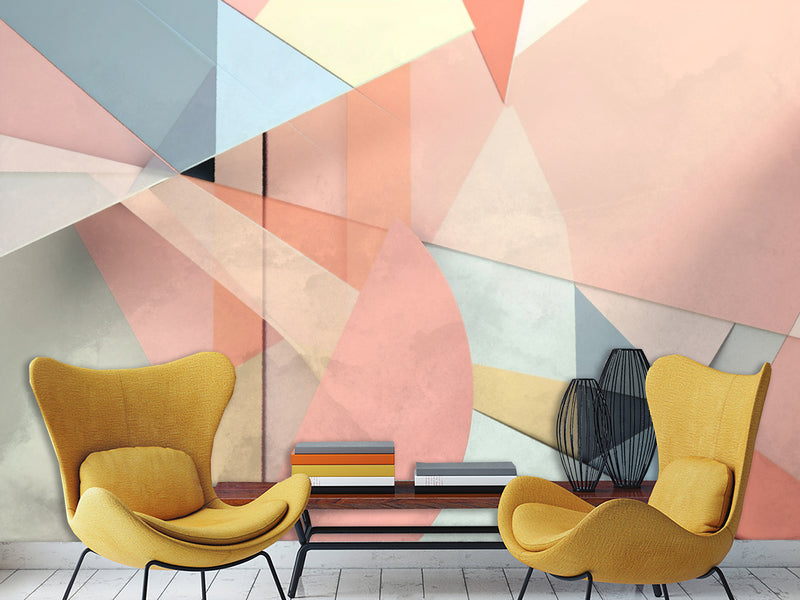 "Peel and Stick Wall Mural 'Geometric Abstraction', Decor for Office, Bedroom, Living Room"