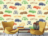Non-Woven Photo Wallpaper Multicolored Vintage Cars – Colorful Accent for Office or Living Space