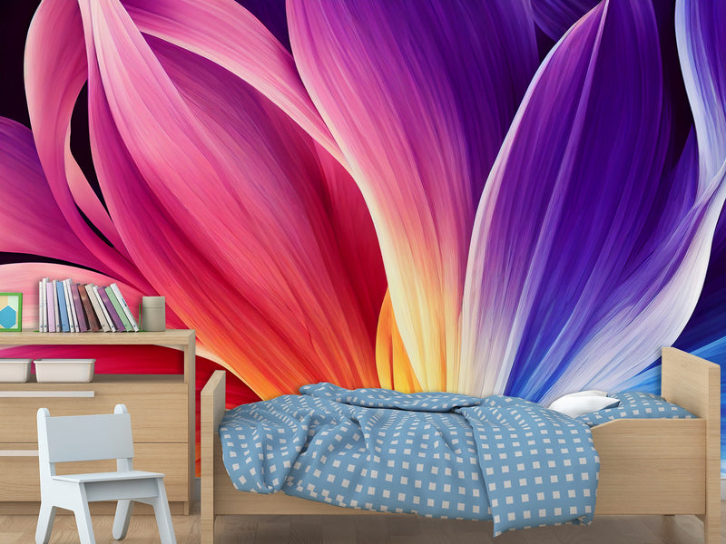 Non-Woven Photo Wallpaper For Bedroom, Living Room "Abstraction: Colorful Petals Of Energy"