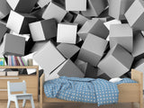 Peel and Stik Mural Wall Mural "Gray cubes" – Decor For Kid's Room Playroom