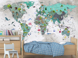 Non-Woven Wallpaper Full Wall Mural Kids World Map Wallpaper – Educational & Colorful Wall Decor