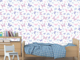 Unique Wall Mural with Butterfly Print, Peel and Stick Wallpaper, Art Print for Nursery or Baby Room 'Colorful Butterfly Silhouettes' 🦋