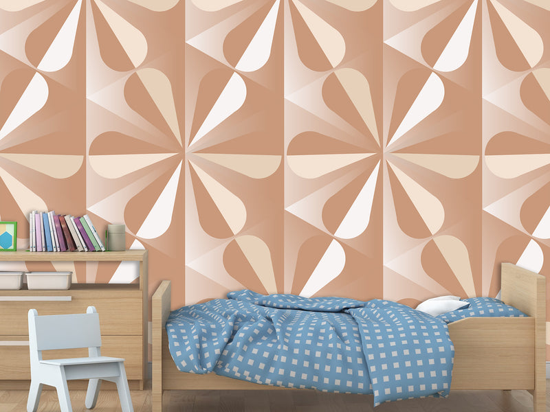 Beige Geometric Wallpaper – Full-Wall Self-Adhesive Mural for Living Room or Lounge Area, "Beige Geometric Pattern"