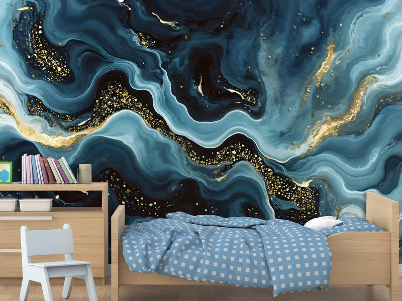 Incredible Design Accent Wall Self-Adhesive Wallpaper For Creative Office Or Living Room Design "Blue Domination"