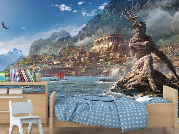 Wall mural in the kitchen, Traditional wallpaper with “Poseidon” pattern