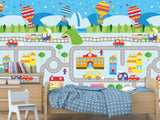 Traditional Wallpaper Wall Mural – Creative Kids' Room Decor: City Roads Map