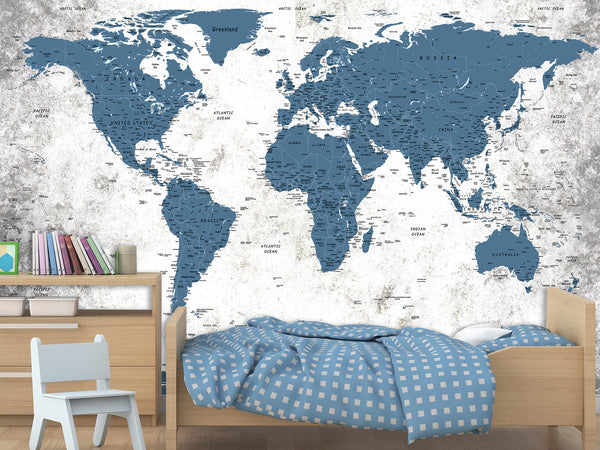 Peel and Stick Oracal film with the pattern “map of the world”, decor for Kids room