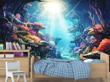 Peel and Stick Kids’ Wallpaper Full Wall Mural – “Mysteries of the Deep” For Kids’ Room