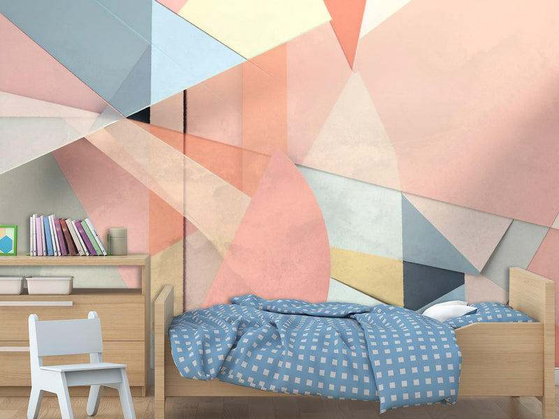 "Peel and Stick Wall Mural 'Geometric Abstraction', Decor for Office, Bedroom, Living Room"