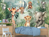 Non-Woven Traditional Wall Wallpaper for Kids' Room "Tropical Safari" – Kids's Room Decor