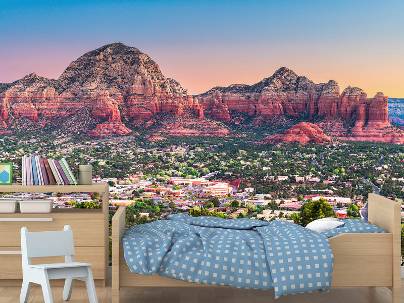 Full-Wall Peel and Stick Wallpaper with "Capitol Butte, Sedona" Design — Stylish Home Wall Mural