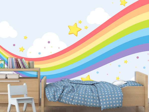 Mural for kids on the wall Self-Adhesive Wallpaper“flying rainbow”, photo wallpaper 3d with a pattern