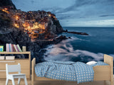 Unique Print For Home Design Self-Adhesive Wall Mural Full Wall Design For Living Room, Bedroom, Lounge Area "City On Sloping Mountains By The Sea"