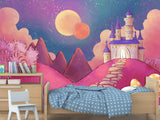 Non-Woven Wallpaper Made with Eco-Friendly Materials for Kids' Room "Castle on a Pink Hill"