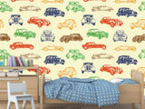 Non-Woven Photo Wallpaper Multicolored Vintage Cars – Colorful Accent for Office or Living Space