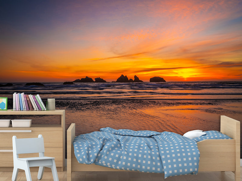 Non-Woven Mural Large Wall Art For Bedroom, Living Room Or Relaxation Zone – Ocean Sunset