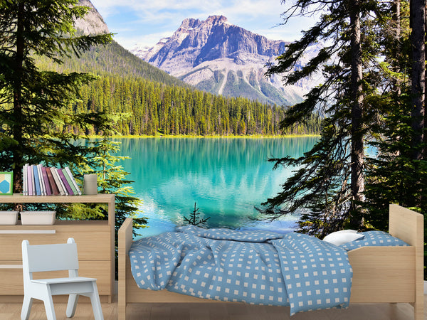 Nature-Inspired Peel and Stick Mural for Living Room or Lounge Area – "Emerald Lake, British Columbia,Yoho National Park"