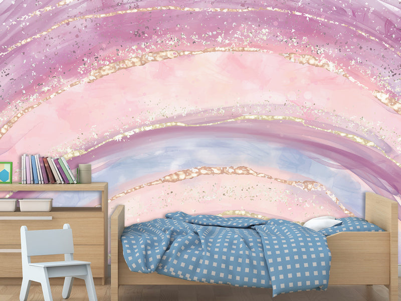 Vibrant Non-Woven Wallpaper. Abstract Modern Style Full-Wall Mural for Kids' Room, Living Room, and Bedroom "Rainbow" 🌈