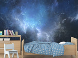 Peel and Stick Wall Mural Full-Wall Photo Wallpaper "Dark Blue Galaxy Ink Art" Art For Bedroom Or Office