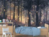✨Fairy Tale Print In Artistic Style Peel adn Stick Wall Mural For Kids Room, Creating A Cartoon Atmosphere "Magic Forest In Radiance"🌲