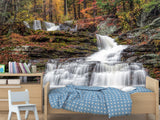 Nature-Inspired Full-Wall Self-Adhesive Wallpaper – "Mountain Waterfall", Perfect for Home Decor, Hotel Design, or Spa Area