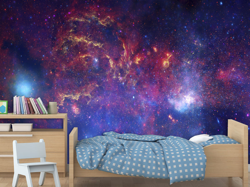Peel & Stick Print Purple Nebula – Full Wall Wallpaper Mural For Living Room Or Bedroom