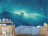 3D Self-Adhesive Vinyl Wallpaper “Glow in the Cosmic Nebula” – Space-Inspired Mural for Bedroom Decor
