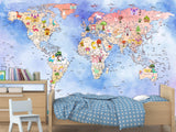Peel and Stick Vinyl Wallpaper Magical World Map Mural for Kids – Interactive & Educational