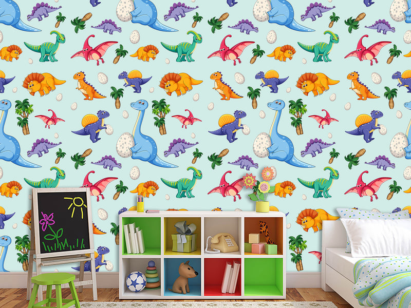 Kids Dinosaur Wallpaper For Kids – Cute Dino Print For Children’s Room Wall Decor