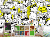 Peel & Stick Wall Mural for Office or Bedroom, Kids Room  – 'Busy Cats' Unique Wall Print