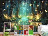 Non-Woven Magical Forest Wall Mural Peel & Stick Kids Room Wallpaper