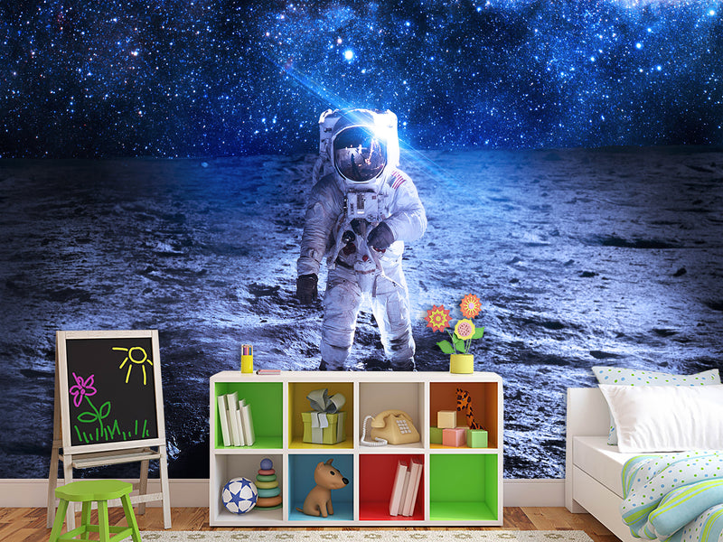 Peel and Stick Photo Wallpaper "Astronaut's flight in space" - Decor Bedroom Wall Art