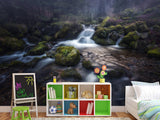 Peel and Stick Oracal film, Wall Mural wallpaper for the house “Mountain Waterfall”