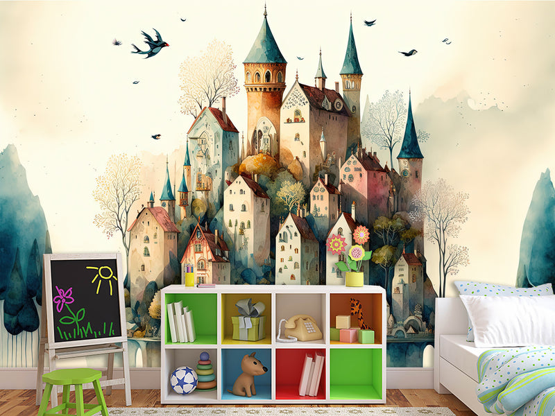Self-Adhesive Mural Print For Kids' Space "City From A Fairy Tale" Kids Room Print