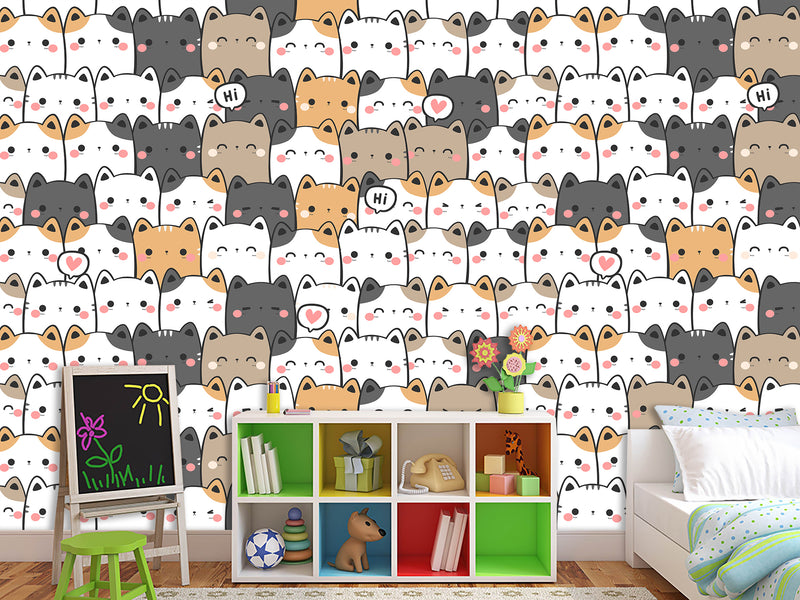 Peel and Stick Wall Mural Cute Kittens Print For Kids’ Room Decor