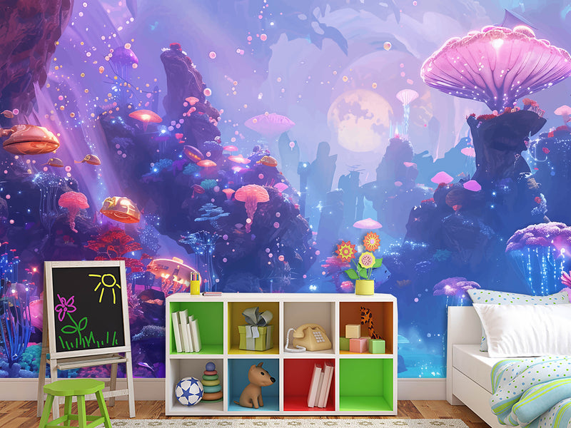 Peel & Stick Vinyl Wallpaper Kids' Room Wall Desing Mural – Fantastic Underwater World Theme