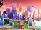 Non-Woven Wall For Kids Room/Bedroom Print Superhero City Wallpaper