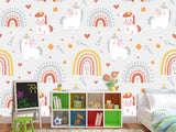 Peel and stick mural on the wall for the kid room Rainbow Unicorn Wallpaper for Kids – Cute & Magical Tots Wall Design