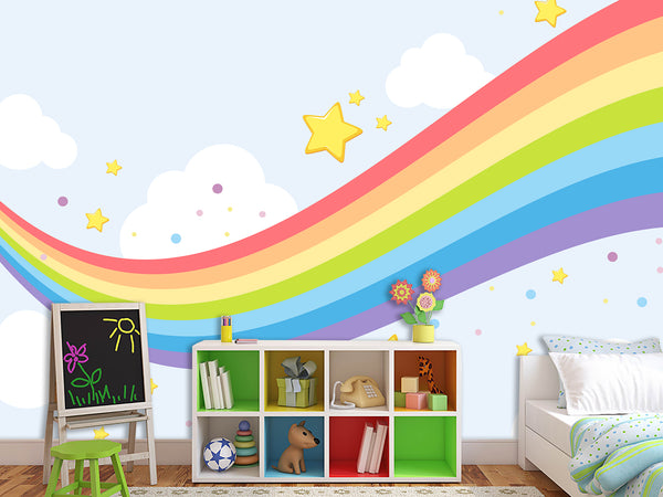 Mural for kids on the wall Self-Adhesive Wallpaper“flying rainbow”, photo wallpaper 3d with a pattern