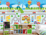 Traditional Wallpaper Wall Mural – Creative Kids' Room Decor: City Roads Map