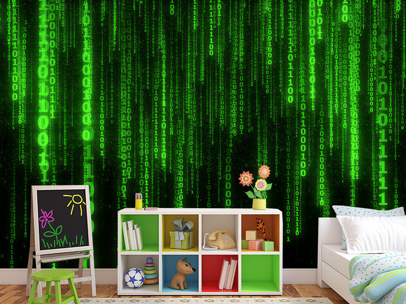 Wall mural Peel and Stick Vinyl “Matrix code" Wallpaper for For Home decor, Bedroom, Playroom