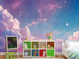 Fairy Tale Self-Adhesive Wallpaper For Kids, Artistic Style Wall Mural Design "Purple Pink Starry Sky" ✨