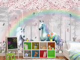 Peel & Stick Vinyl Wallpaper Kids' Room Print – "Unicorns in an Enchanted Forest"