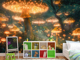 Eco Non-Woven Mural for Kids Room Full Wall "Fairy in a Magical Mushroom Forest"