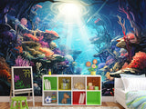 Peel and Stick Kids’ Wallpaper Full Wall Mural – “Mysteries of the Deep” For Kids’ Room