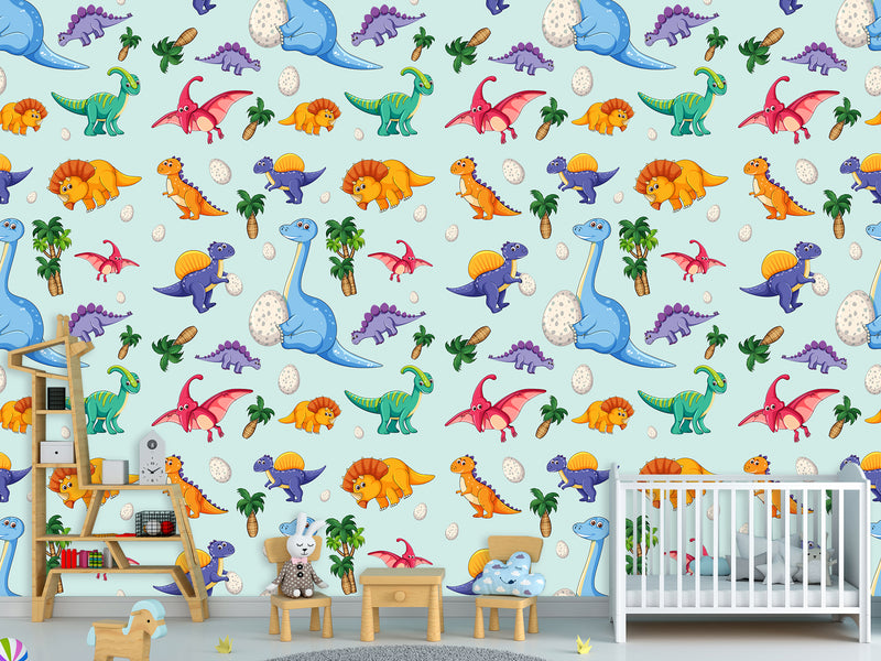 Kids Dinosaur Wallpaper For Kids – Cute Dino Print For Children’s Room Wall Decor