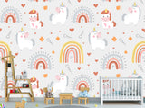 Peel and stick mural on the wall for the kid room Rainbow Unicorn Wallpaper for Kids – Cute & Magical Tots Wall Design