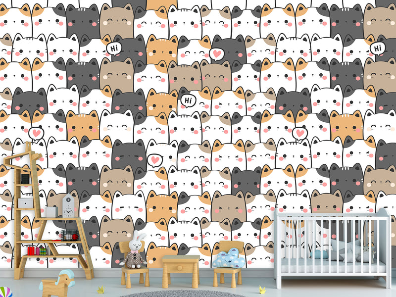 Peel and Stick Wall Mural Cute Kittens Print For Kids’ Room Decor