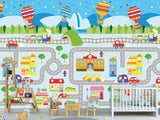 Traditional Wallpaper Wall Mural – Creative Kids' Room Decor: City Roads Map